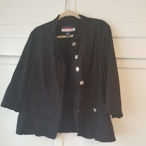 black jacket/blazer with silver buttons